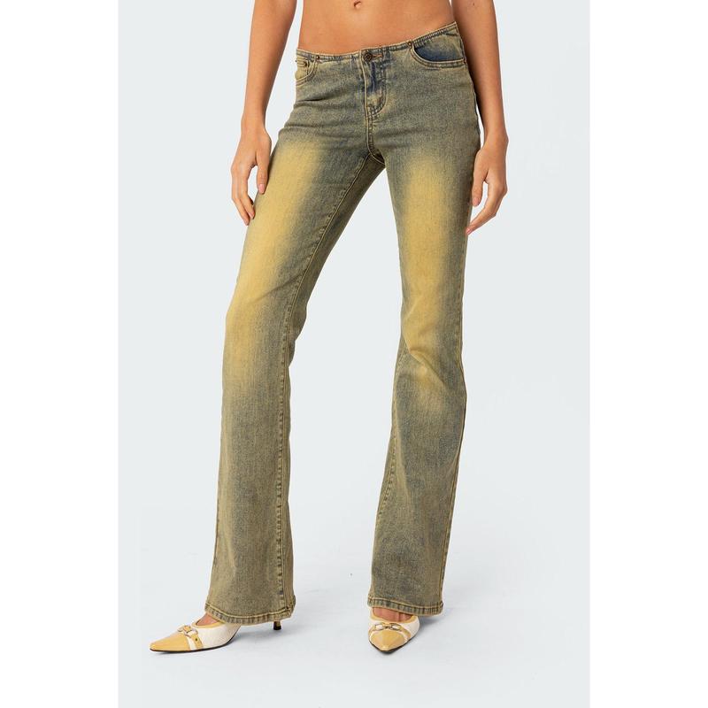 Maris Low Rise Washed Flared Jeans